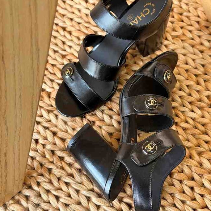 Chanel Shiny Calfskin CC Sandals