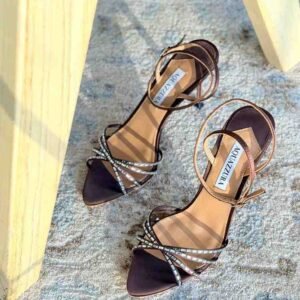 Aquazzura Crystal Embellished Satin Sandals