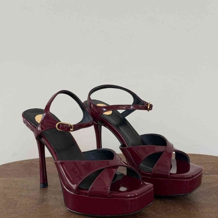 Saint Laurent Burgundy Tribute Platform Sandals