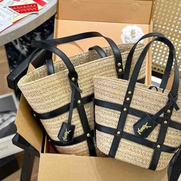 YSL Panier Raffia Tote Bag