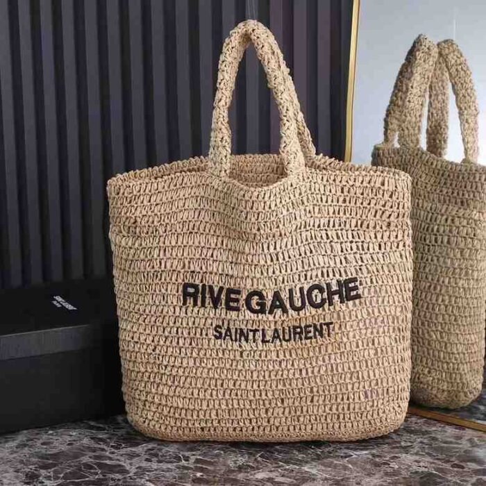 Saint Laurent Rive Gauche Raffia Tote