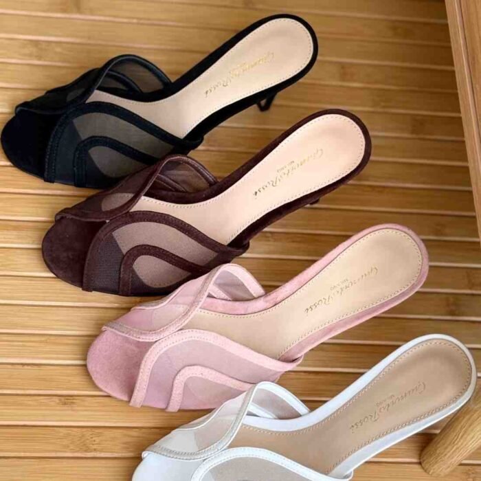 Gianvito Rossi Lace Trim Mules