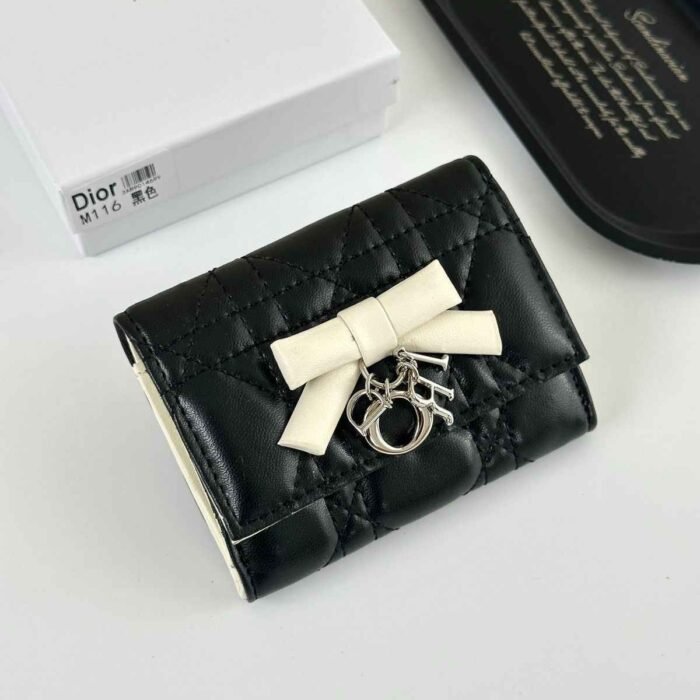 Lady Dior Glycine Wallet In Latte Lambskin