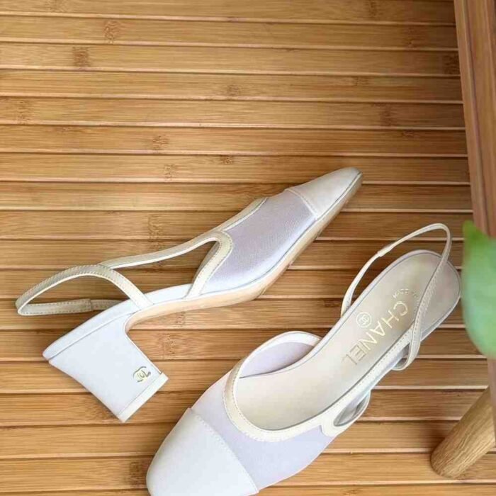 Chanel Beige & Goatskin Slingback Flats