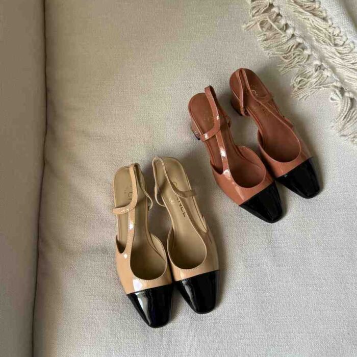 Chanel CC Slingback Flats— Patent Leather, Goatskin, Grosgrain