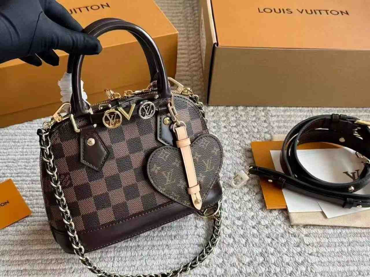 LV Alma BB Damier Ebene Canvas Dark Brown