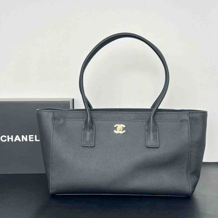 Chanel Black Executive Shopping Bag Grained Leather