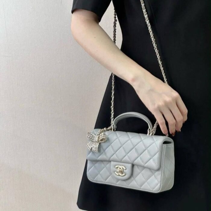 Chanel Flap bag Mini Top handle Gray