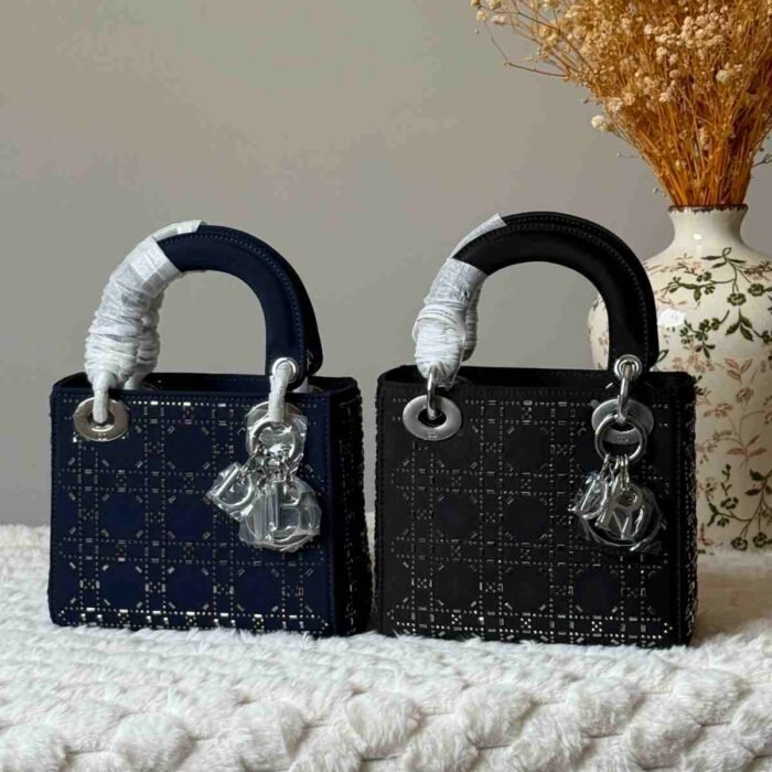 Dior Satin Crystal Cannage Mini Lady Diro Bag