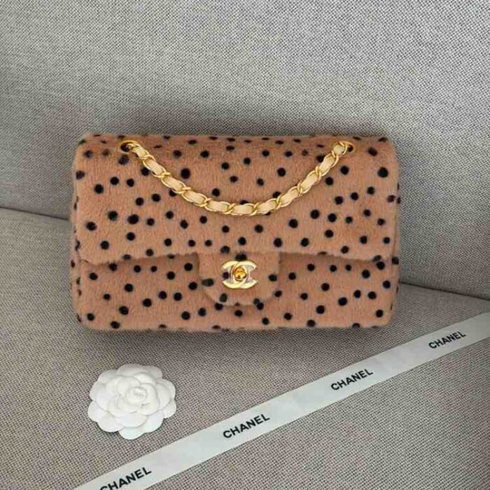 chanel flap bag black beige cheetha print