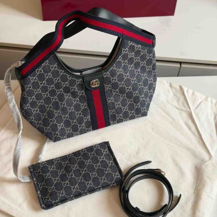 Gucci Web Small Giglio Tote bag Black