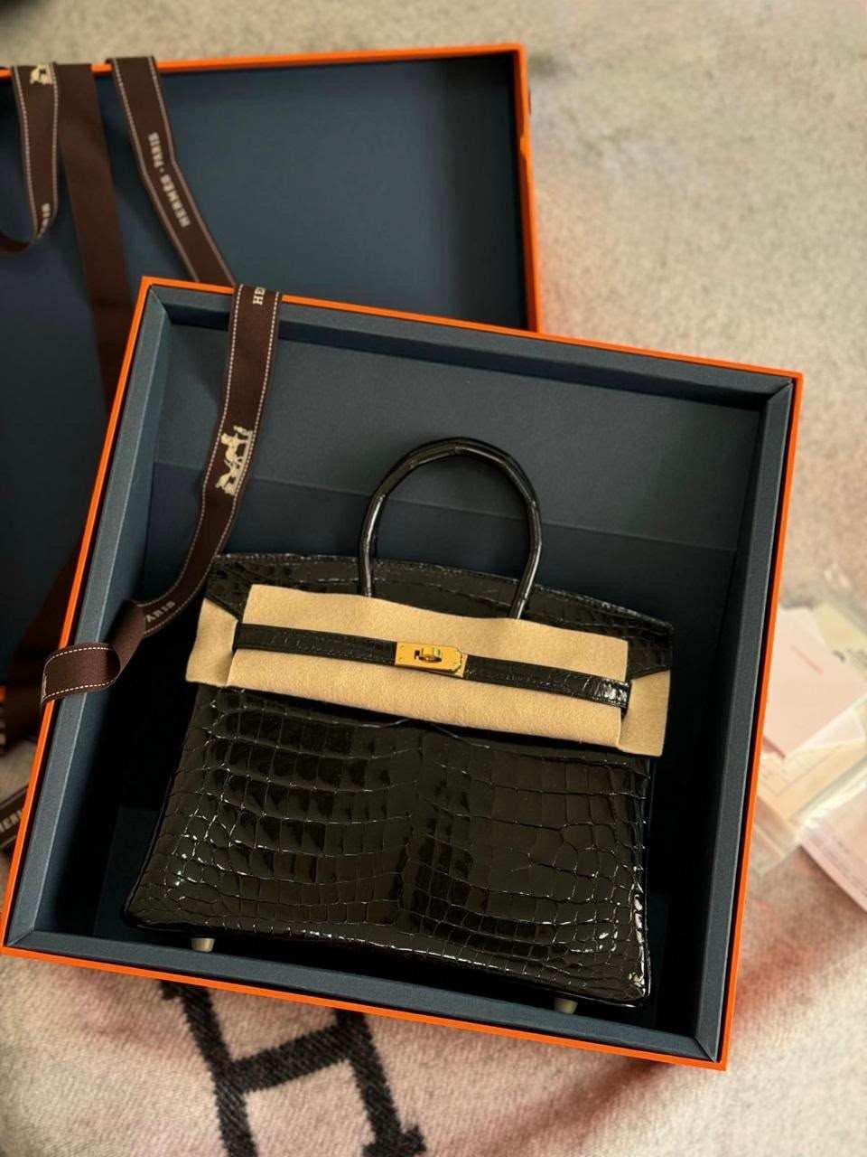 Hermes Birkin 25 Shiny Crocodile Bag