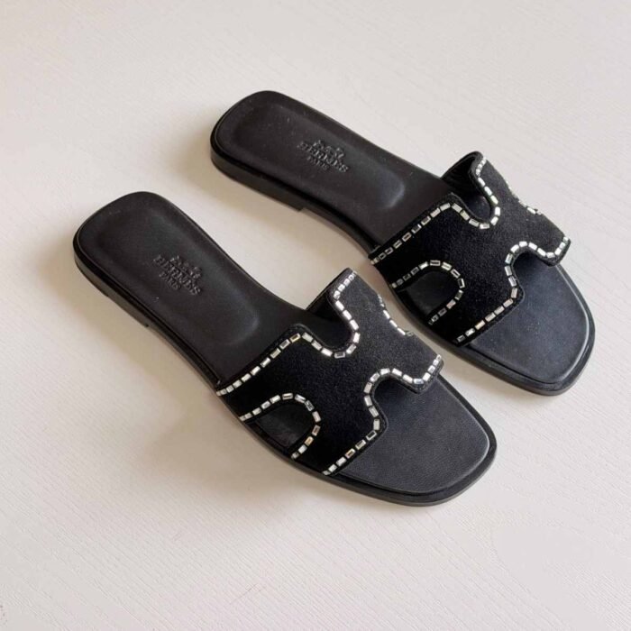Hermès Oran Noir Cristal Sandals