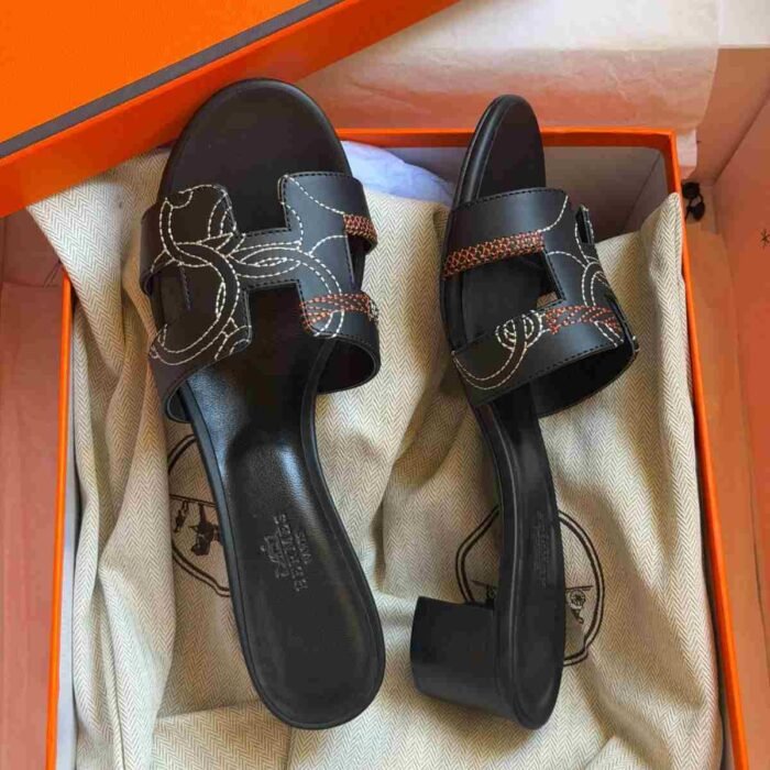 Hermes Oasis sandal Panoplie Equestre Embroidered Calfskin